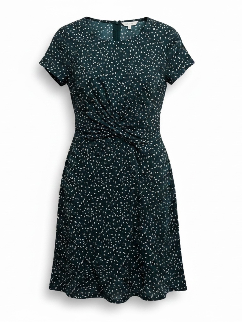 Dark Green Short Sleeve Printed Knit Dress